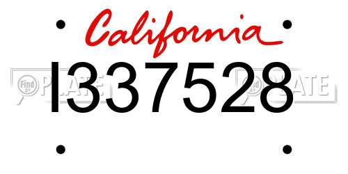 I337528 California License Plate
