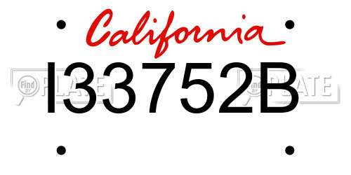I33752B California License Plate