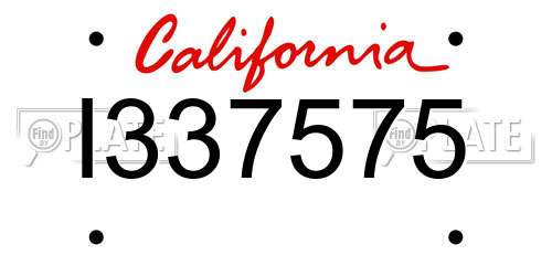 I337575 California License Plate