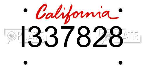 I337828 California License Plate
