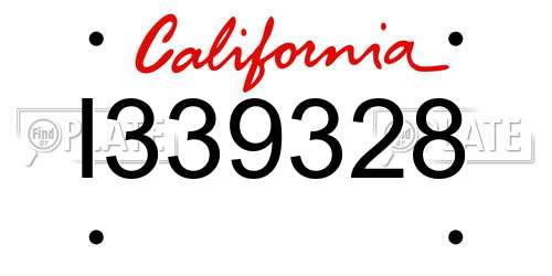 I339328 California License Plate