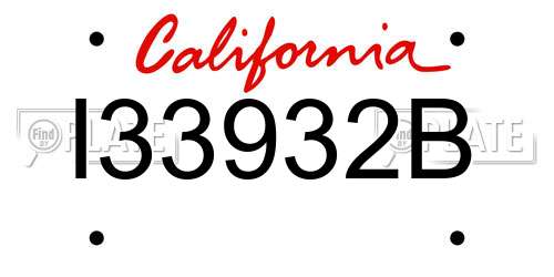 I33932B California License Plate