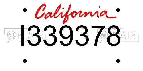 I339378 California License Plate