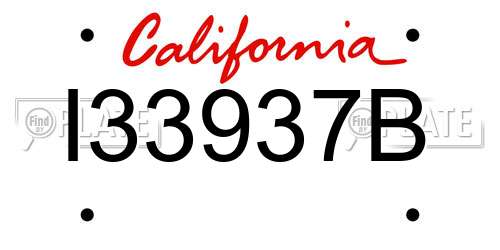 I33937B California License Plate