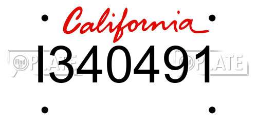 I340491 California License Plate