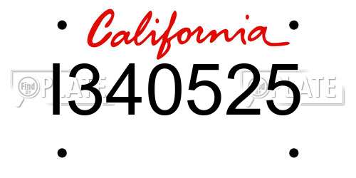 I340525 California License Plate