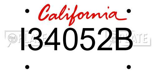 I34052B California License Plate