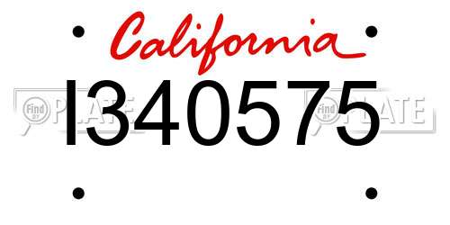 I340575 California License Plate