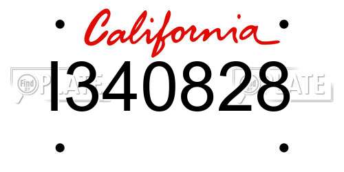I340828 California License Plate