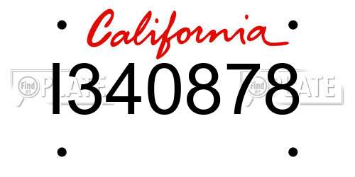 I340878 California License Plate