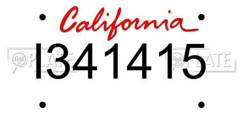 I341415 California License Plate