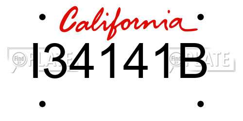 I34141B California License Plate