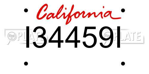 I34459I California License Plate