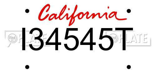 I34545T California License Plate