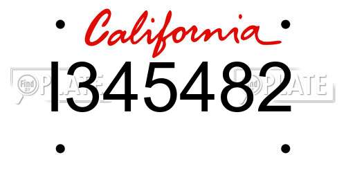 I345482 California License Plate