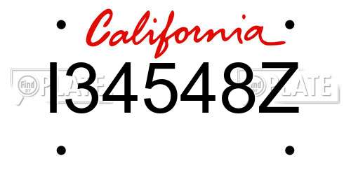 I34548Z California License Plate