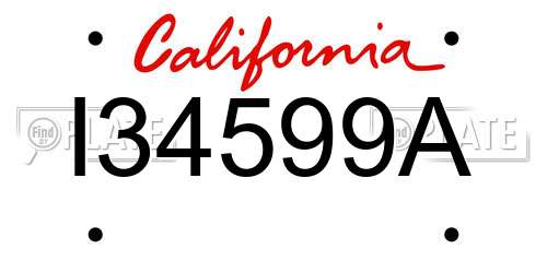 I34599A California License Plate