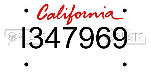 I347969 California License Plate