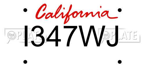 I347WJ California License Plate