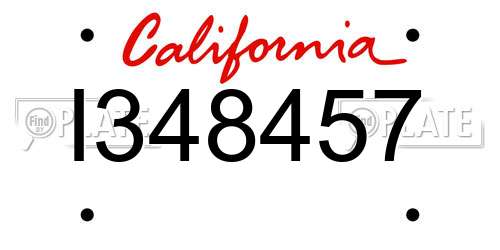 I348457 California License Plate