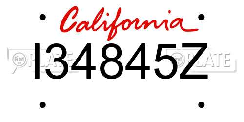 I34845Z California License Plate