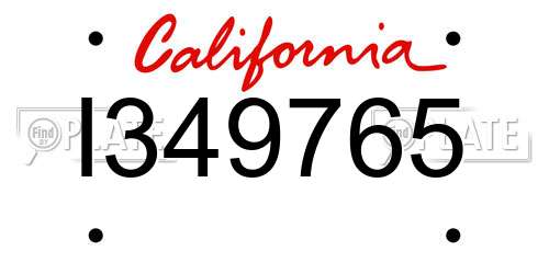 I349765 California License Plate