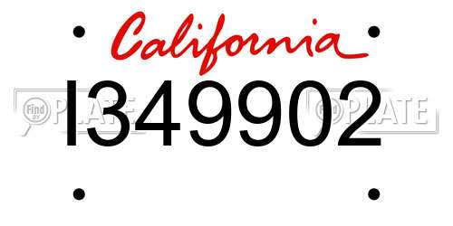 I349902 California License Plate