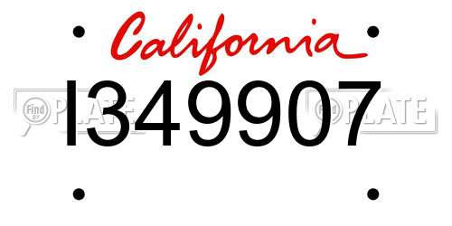 I349907 California License Plate