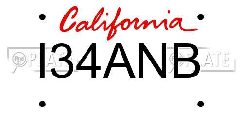 I34ANB California License Plate