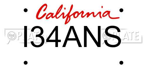 I34ANS California License Plate