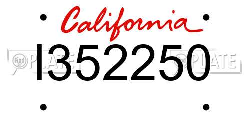 I352250 California License Plate