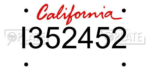 I352452 California License Plate