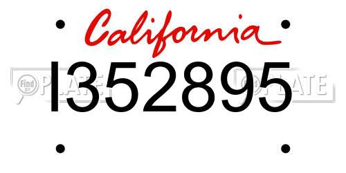 I352895 California License Plate