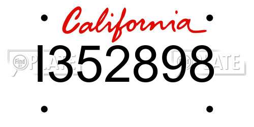 I352898 California License Plate