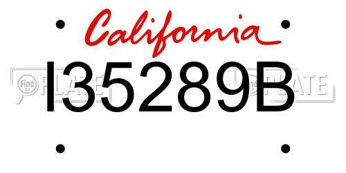 I35289B California License Plate
