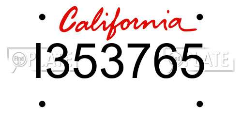I353765 California License Plate