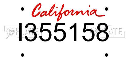 I355158 California License Plate