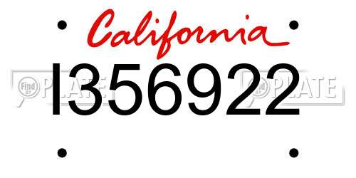 I356922 California License Plate