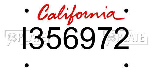 I356972 California License Plate