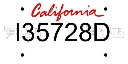I35728D California License Plate
