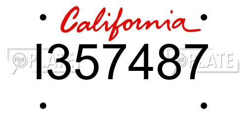 I357487 California License Plate