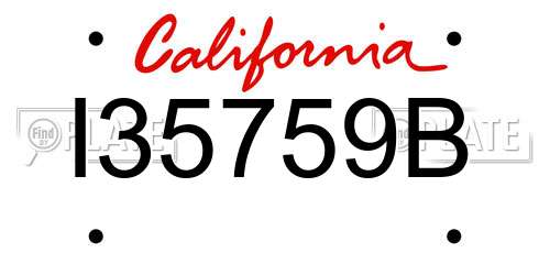 I35759B California License Plate