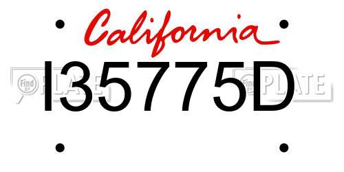 I35775D California License Plate