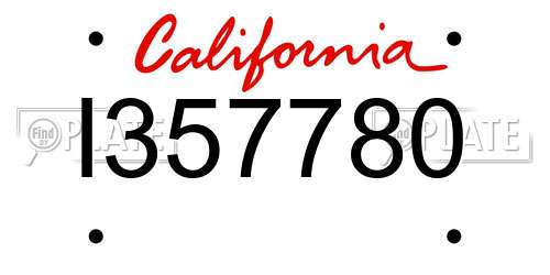 I357780 California License Plate