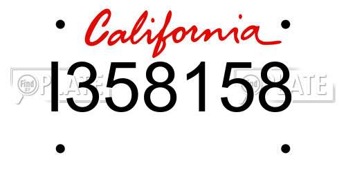 I358158 California License Plate