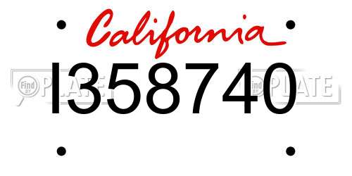 I358740 California License Plate