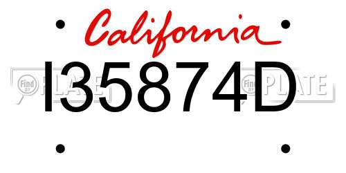 I35874D California License Plate