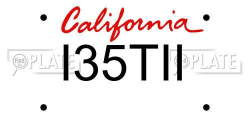 I35TII California License Plate