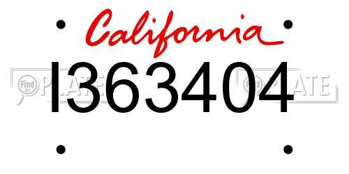 I363404 California License Plate
