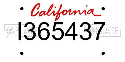 I365437 California License Plate